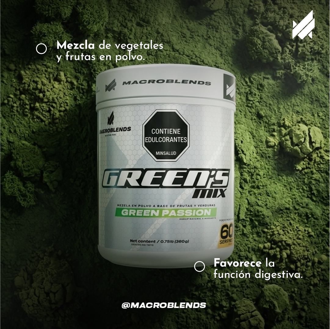 Vitaminas Macroblends Green's Mix 60 Servicios Green Passion - Imagen 3