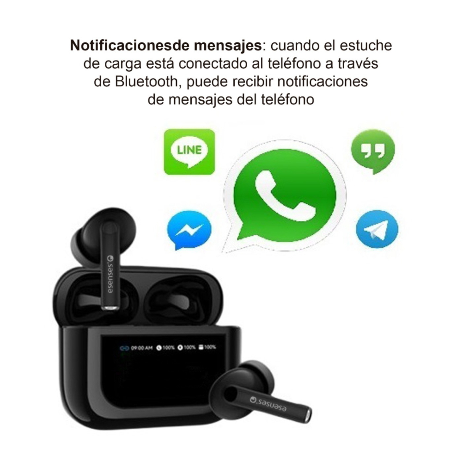 Audífonos Inalámbricos Esenses TWS-2000 ANC + ENC Negros - Imagen 6
