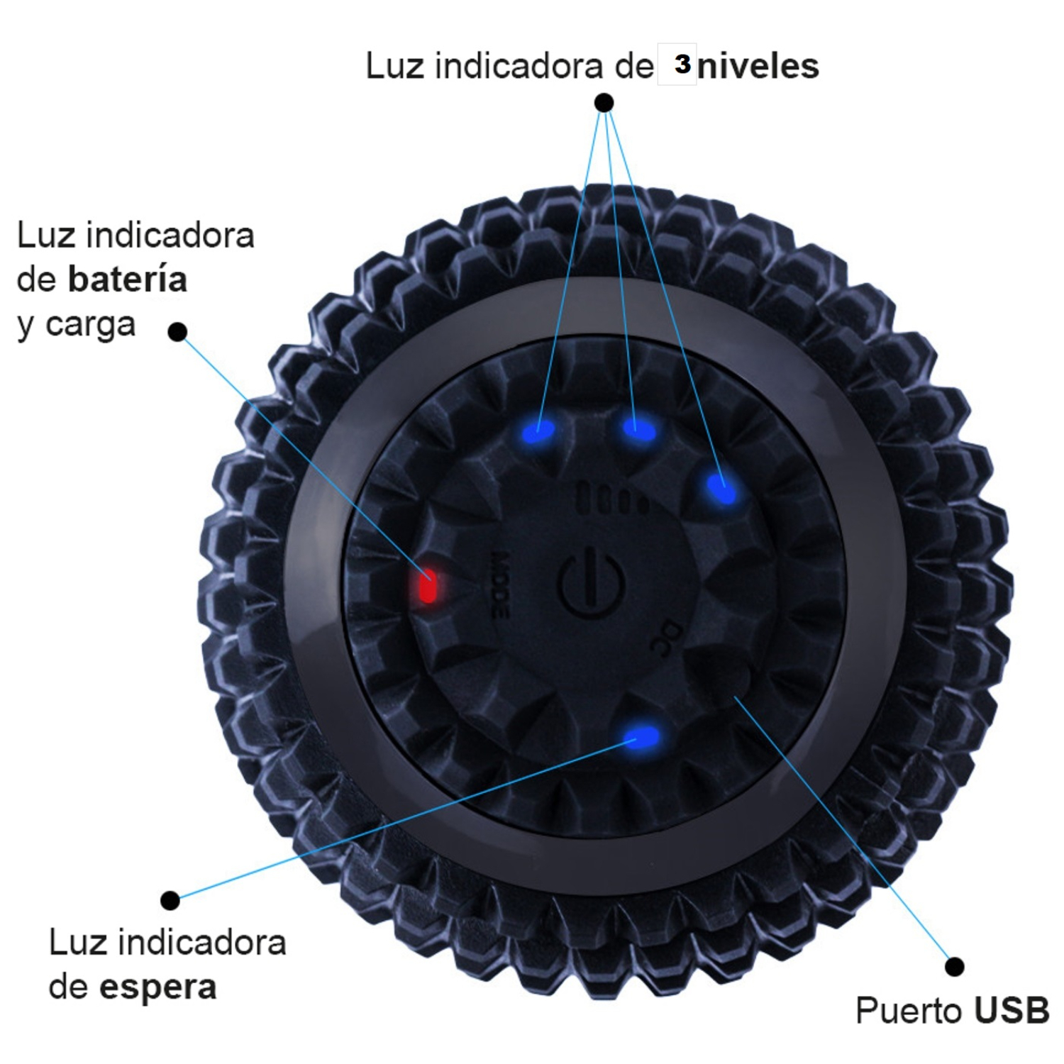 Pelota Masajeadora Teknofit con Vibración 3 Niveles - Imagen 2